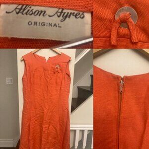 Vintage Alison Ayres Coral Linen Dress